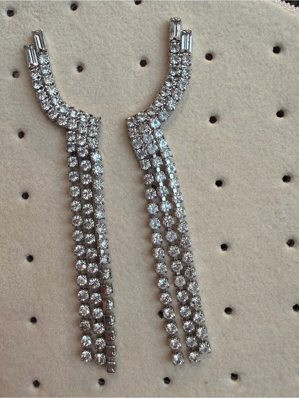 Vintage Rhinestone Ear Climber Chandelier Fringe Earrings